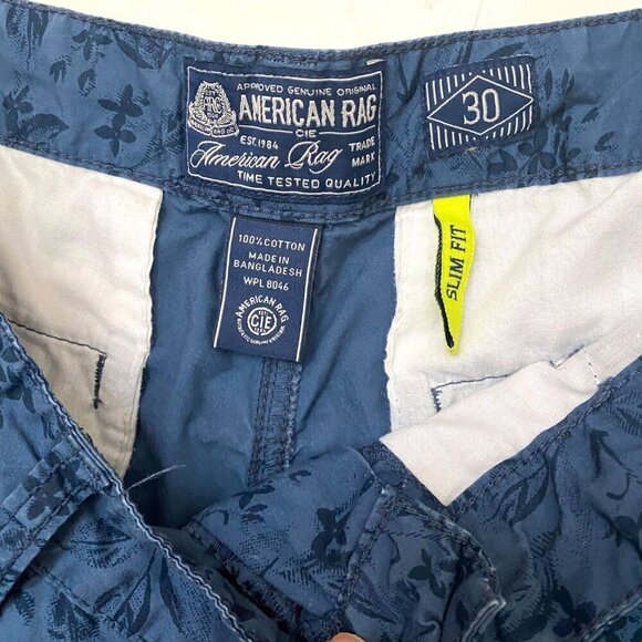 American Rag Mens' Cotton Shorts Dark Blue Floral Print Size 30 Slim Fit  B23 - Picture 2 of 4